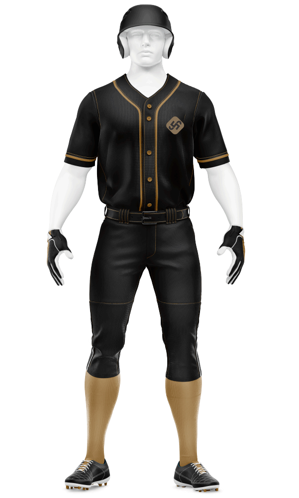 Samqom Sports custom Baseball uniform Black & Brown with logo and number print