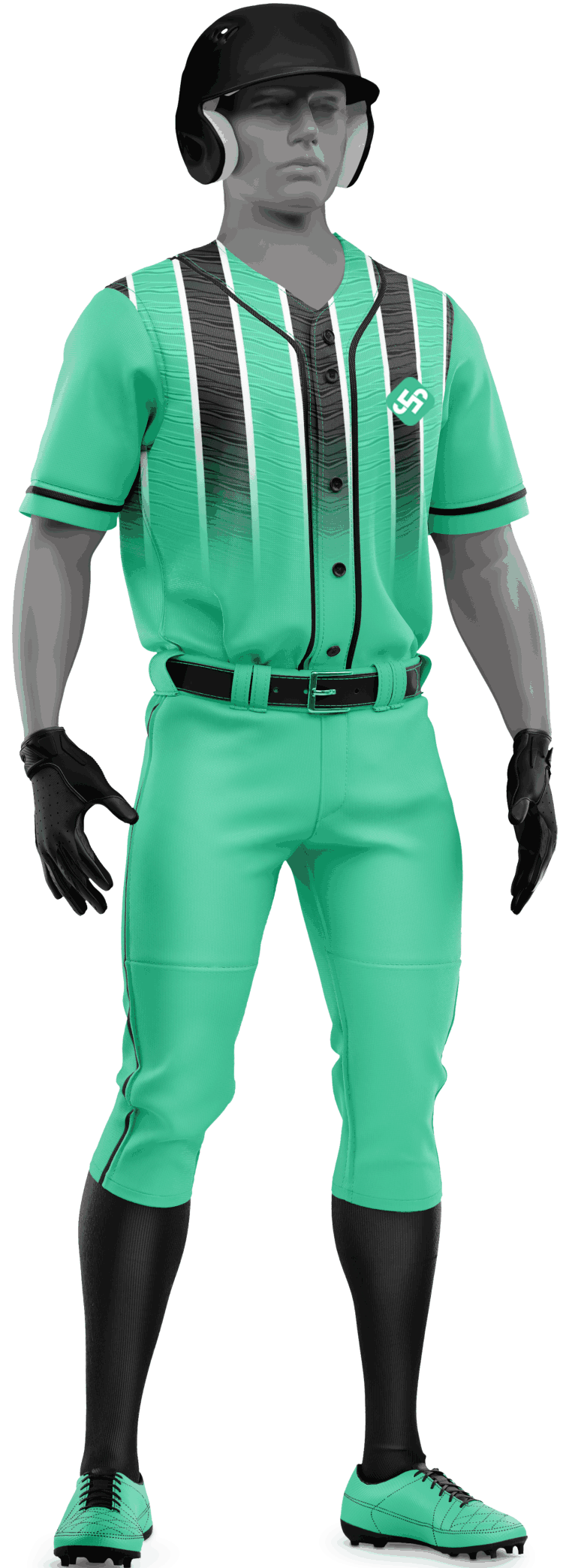 Samqom Sports custom Baseball uniform Black & Green with logo and number print